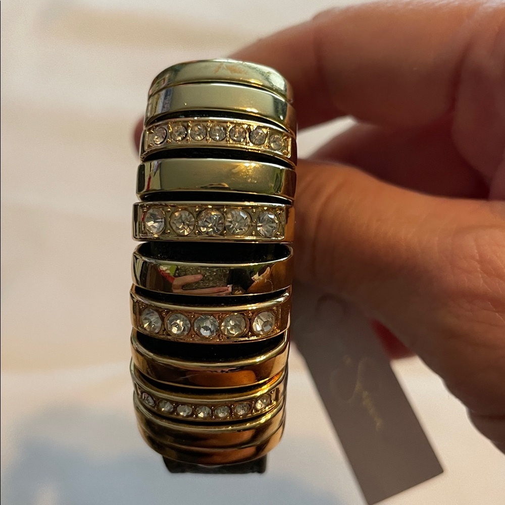 Jessica Simpson Gold and army green Studded Bracelet with sparkles